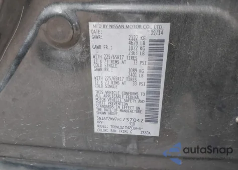 2015 Nissan Rogue Sv from USA, damaged, VIN 5N1AT2MV7FC757042